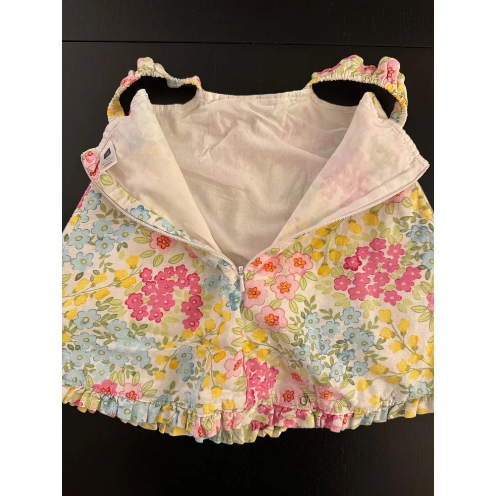 GAP Baby Linen Blend Floral Dress Girls 3-6m Lined Classic‎ Summer Beach Party